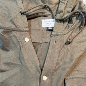 American Eagle Outfitters Men's Olive Hooded Jacket